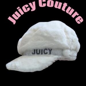 Juicy Couture Fluffy White  Cabby Hat